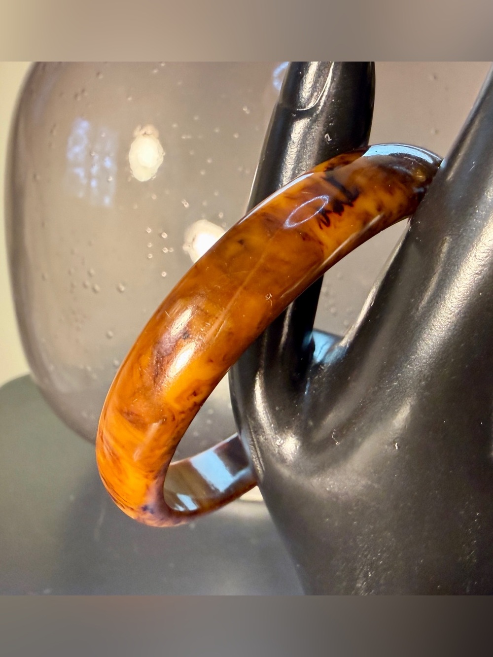 Vintage Tortoiseshell Marbled "Root Beer" Swirl Bakelite Bangle Bracelet